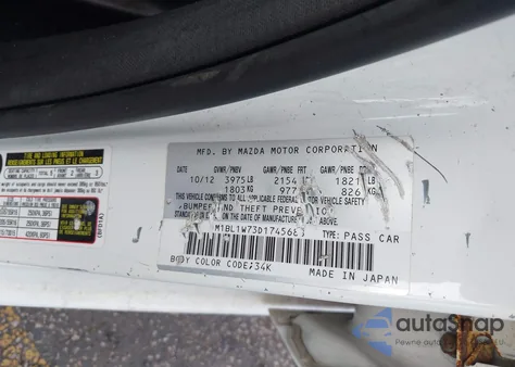 2013 Mazda Mazda3 I Grand Touring from USA, damaged, VIN JM1BL1W73D1745688